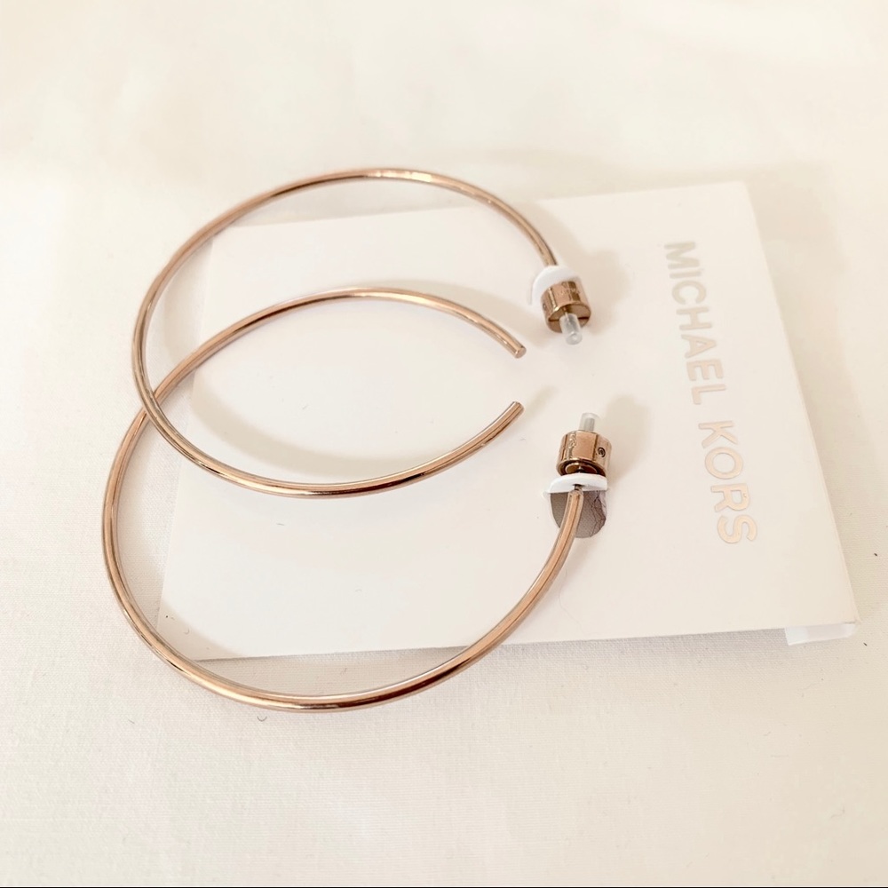 NWT authentic MK rosegold tone large hoop earrings - Picture 4 of 7